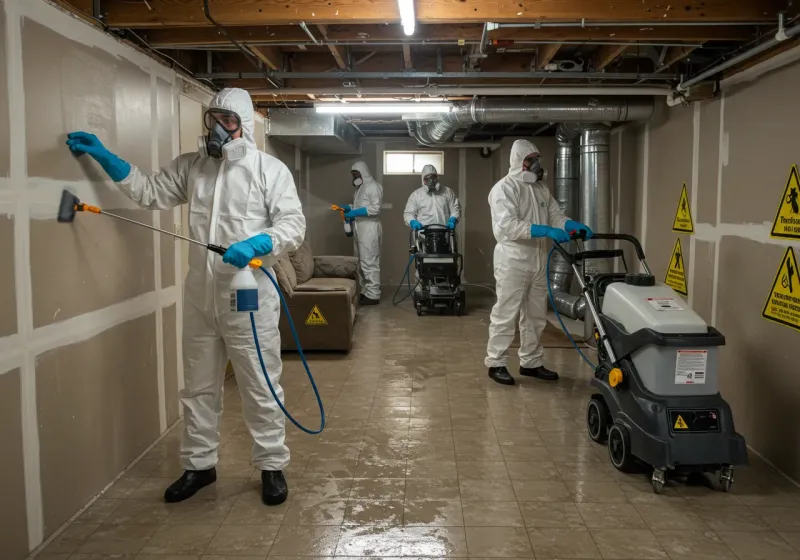 Basement Moisture Removal and Structural Drying process in West Union, OH